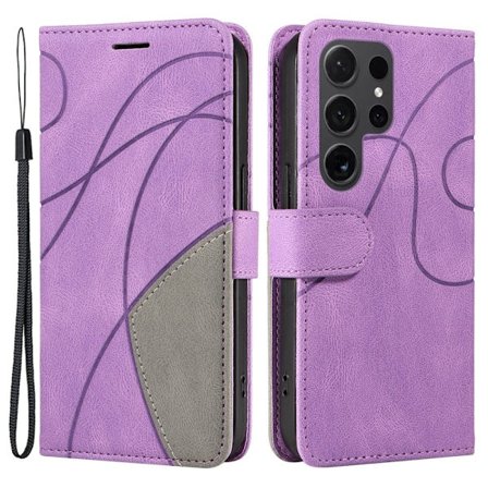 Teksturert læretui med stropp for Samsung Galaxy S24 Ultra - Lilla