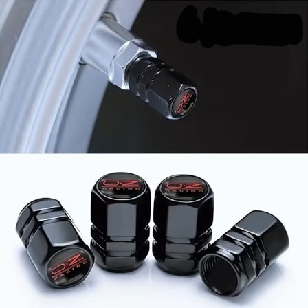 Ventilhattar OZ Racing 4-pack svarta m röd text