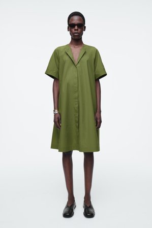 COS Women's Abito Midi Con Maniche Raglan In Cotone in Verde