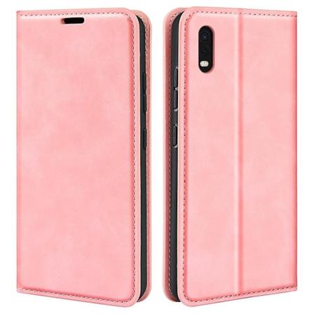 Samsung Galaxy Xcover Pro PU-nahkaiselle TPU- case jalustalle, magneettinen ihokosketus, käännettävä lompakkopuhelimen cover Pink