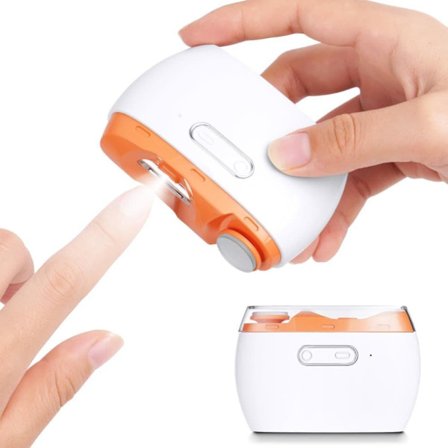 Lollanda 2-i-1 Elektrisk negleklipper, trådløs oppladbar automatisk negletrimmer med LED-lys og oppbevaring av neglerester