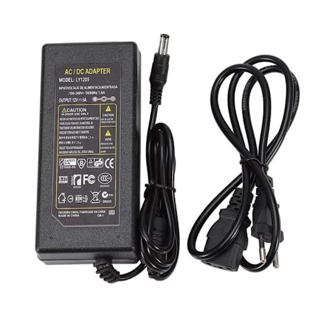 [14Y] 12V 5A Strømforsyning, AC 100V-240V til DC 12 Volt 60W Transformer med EU-stik, 12V Adapter til 5050 3528 LED-strip, LED-lamper