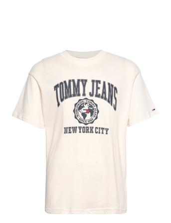 Tjm College Logo Tee T-shirt Creme Tommy Jeans