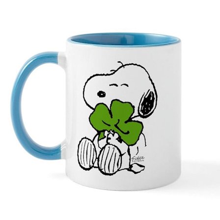 CafePress - Snoopy Klemmer Kløver - 11 oz Keramik Kop - Nyhed Kaffe Te Kop -NDJ111