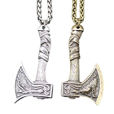 Pirate Celtic Wolf Crow dubbelsidigt yxhänge Vintage herrsmycken i legering (2-pack brons silver)
