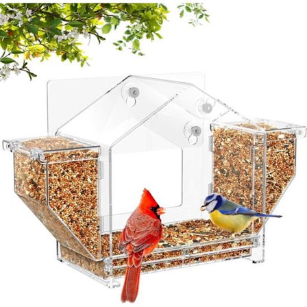 Fuglevindusmater – med sterk sugekopp og tape – fugler tydelig synlige – 17 cm ekornbeskyttelsesdesign