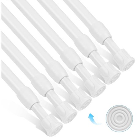 Utdragbar gardinstång, 6 st 30-50 cm halkfri borr-fri stång för gardiner