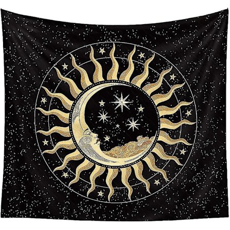 Sol og Måne Vægtæppe, Væghængende Tæppe Ornamenter Hippie Stjerner Vægtæppe Dekoration