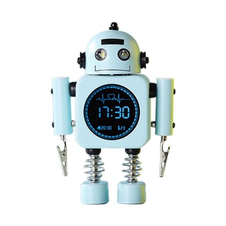 Robot Smart Digital Vekkerklokke med Snooze-modus Temperaturvisning for Jenter Gutter Våkne Soverom for Tid Cloc [GPA]