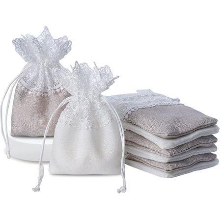 8 Organza Gunstpåsar Smyckespåsar Genomskinliga Påsar Med Snörning. Nätgodis Gunstpåse