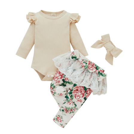Spädbarn Flickor Volang T-shirt Romper Toppar Leggings Byxa Outfits S