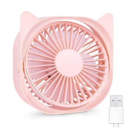 Tuuletin, pieni USB-pöytätuuletin, 3-nopeuksinen kannettava hiljainen pöytätuuletin, 360 astetta kääntyvä 4 tuuman henkilökohtainen tuuletin (pinkki)