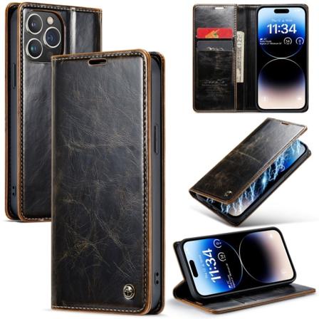 CaseMe Nahkakotelo iPhone 15 Pro Max Ruskea