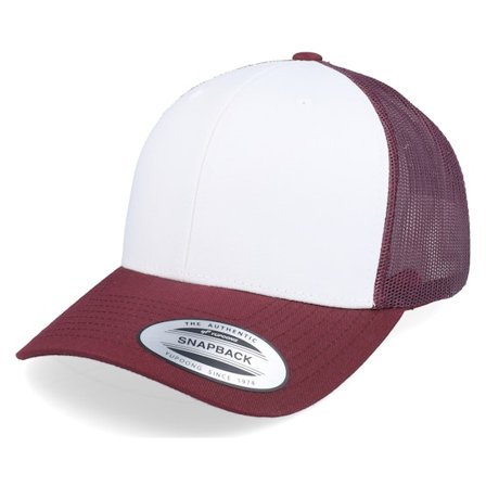 Yupoong - Rood trucker Cap - Retro Maroon/White/Maroon Trucker @ Hatstore