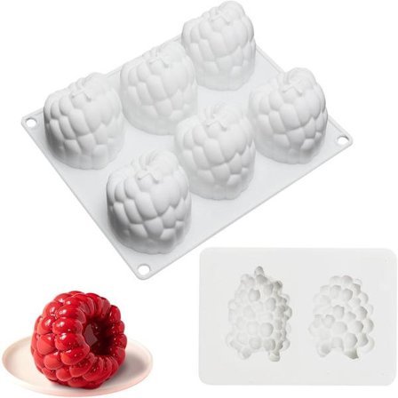 Silikoneforme Bagesæt med 8, Rende Brombær Frugt Fødevarekvalitet Silikoneform Chokolade og Mousse Non-Stick Bageform til Kager og Dessert