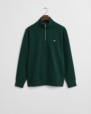 GANT - Shield collegegenser med half-zip til herre tartan green
