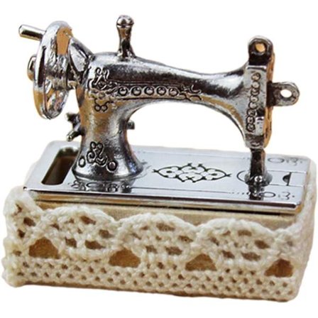 DIY Pärlor Smycken Konst Hantverk Handgjorda Tillverkningstillbehör, 1:12 Dockhus Symaskin DIY Scen Mini Möbler Dekor Modell Prydnad, Argent