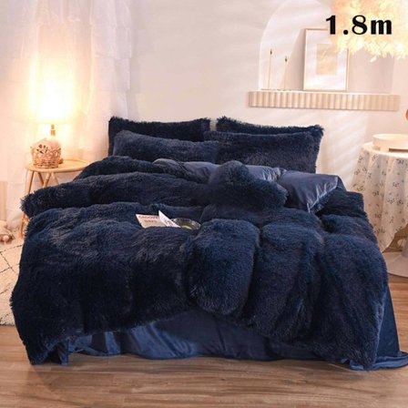 4 st/ set Färgglada fluffiga sängkläder Set Långt plysch cover Lakan Örngott Set