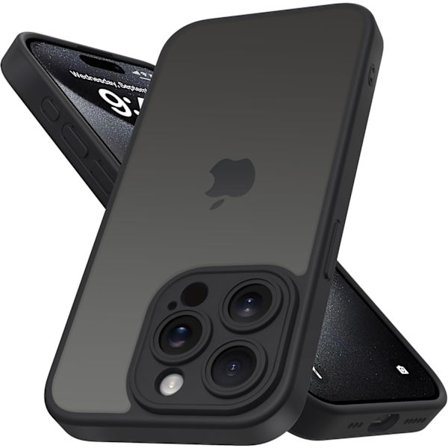 iPhone 15 Pro Max Deksel med Full Kamerabeskyttelse og Anti-Fingeravtrykk Matt Bakside 6,7 tommer - Svart