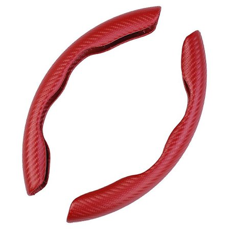 Bilstylingsrattöverdrag, kolfiber halkfri segmenterad bilskydd för bil/lastbil/van ratttillbehör (2 st, röd)