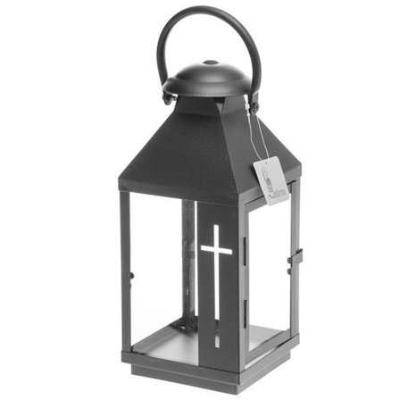 Metallinen hautalyhty ristillä - 28 cm