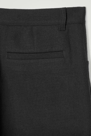 COS Men's Pleated Wool Tapered Trousers in Black