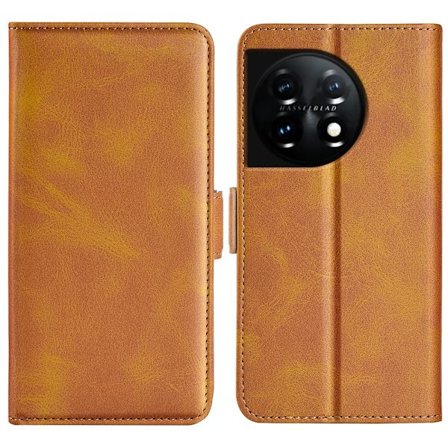 SKALO OnePlus 11 5G Premium Wallet Flip Cover - Lys brun
