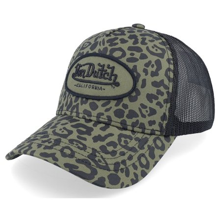 Von Dutch - Green trucker Czapka Z Daszkiem - Oval Patch Black/Leopard Trucker @ Hatstore