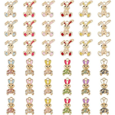 72 stk. 12 Stiler Legering Emalje Kanin Anheng Gull Kanin Anheng Kanin År Anheng Metall Dyre Anheng for Smykkefremstilling