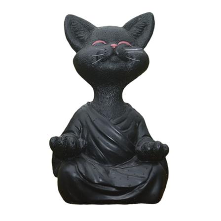 Meditation Kitten Resin Ornament, 12,5*8*5,5cm Svart 1 Styck