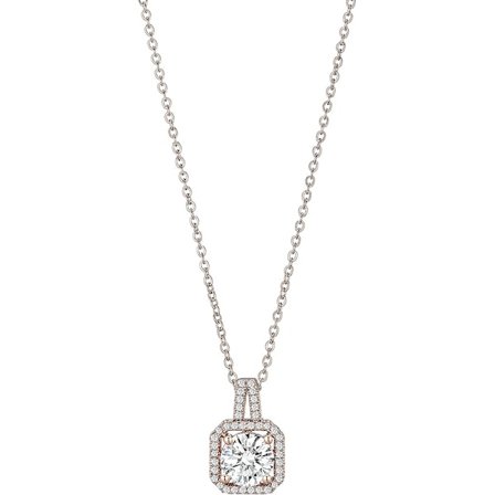 Dam Roseguld Kubisk Kristall Hängsmycke Halsband Rostfritt Stål Aaa Kubisk Zirkonia