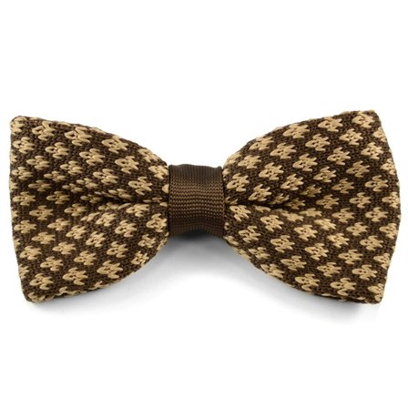 Brown Knitted Pre-Tied Bow Tie for Men - Pre-tied bow ties