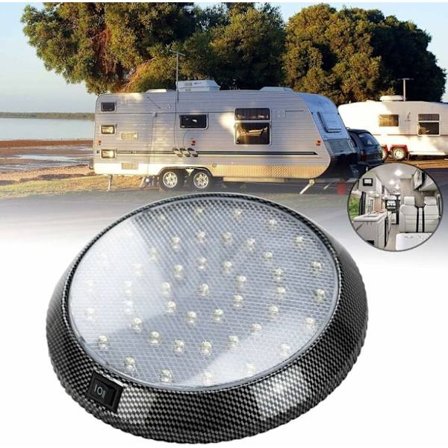 RV indvendigt lys, 12V LED kuppel loftslampe, campingvogn indvendig belysning med tænd/sluk-knap, 46