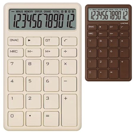 Lys LCD Bordregner - Bærbar til Kontorarbejde Skole, Hvid u0026 Brun, Sæt med 2, 13,7x8,4cm