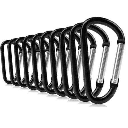 Karabinkrok 3 tommer Aluminium D-ring Fjærdør Liten Nøkkelring Karabinkroksett for Utendørs Camping Slitesterk Forbedret Design 10 stk