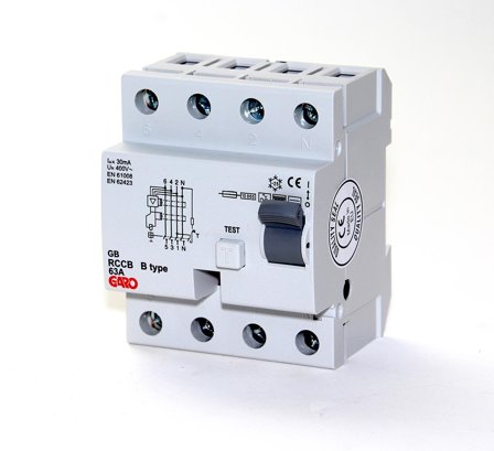 Garo RCCB GB 63A 30mA 4P Jordfeilbryter type B, 63 A, 30 mA, Stikkontakter & kabler