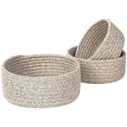 Nesting bomullstau vevd kurv søte skapkurver og beholdere for hyller bordarrangører oppbevaringskurv, 3 deler serie