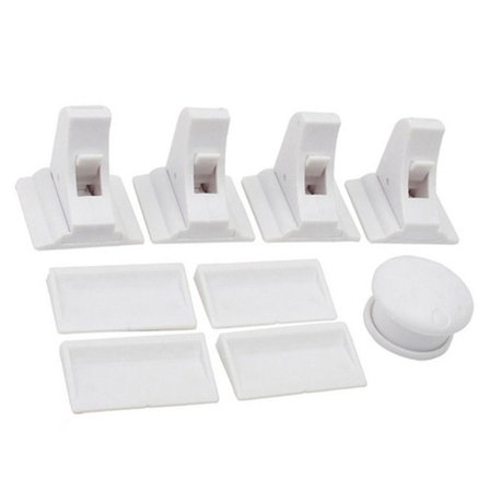 Magnetisk børnelås skuffelås 4 LÅSE 1 NØGLER 4 LÅSE 1 NØGLER