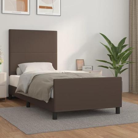 Vidaxl Sängram Med Huvudgavel Brun 90x200 Cm Konstläder Brun