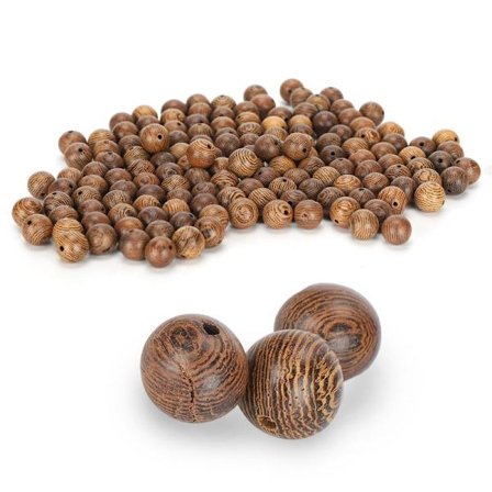 150 stk. træ afstandsstykker, runde huller, løse perler, tilbehør til gør-det-selv smykker, dekoration, 10 mm