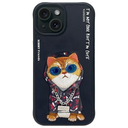Nimmy Glasses Cool Cat-etui for iPhone 15 - svart