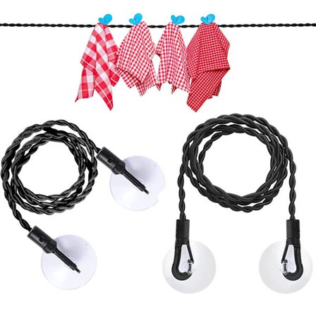 Rejsevaskeledning, 2-pak Udtrækkelig Rejsetøjledning Vasketøjsophængsline med Kroge & Sugeskop til Udendørsrejser, Camping, 1,5m