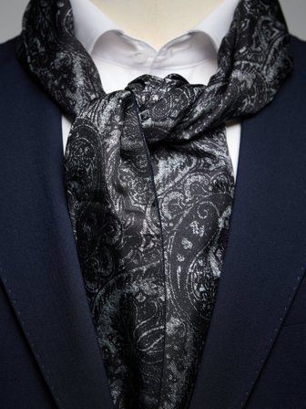 John Henric Men's Black Wool & Silk Scarf Size Onesize