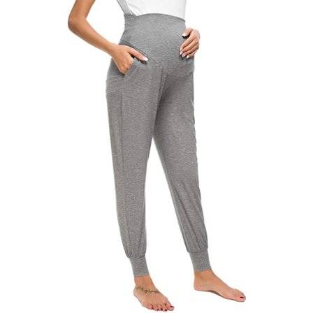 Womens Maternity/Graviditet Jogger Bukser Over The Belly Sweatpants grå
