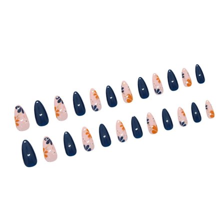 24 st Blommor Lösnaglar Mandel Press-on Naglar Falska Nagelspetsar Konstgjorda Naglar