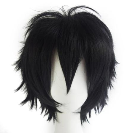 Wekity Unisex Anime Lyhyt Cosplay Peruukki Otsatukka Lämmönkestävä Hiukset,musta