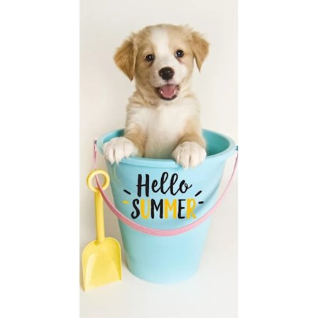 Badhandduk Hund Hello Summer 70X140cm 100% bomull