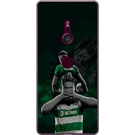 Yhteensopiva Puhelinkuori Sony Xperia XZ3 Neonmotiivi, jossa teksti "Gaming is in my DNA" sinisenä ja punaisena tiiliseinällä, jossa loistava DNA-spir