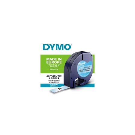 DYMO LetraTag Plasttejp 12mm x 4m Svart/Transparent