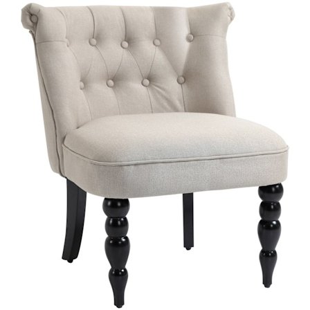 Lepotuoli, vintage lepotuoli, lepotuoli, pehmustettu tuoli, ruokasalin tuoli, pellavapäällinen, puurunko, beige + musta, 67 x 67 x 78 cm